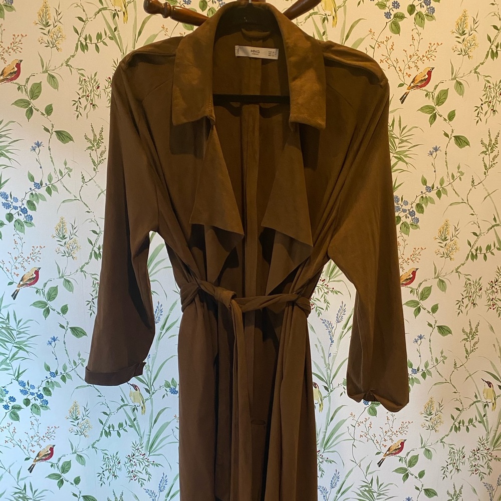 Suede trench coat